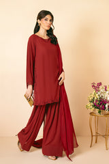 Clara Crimson Silk Dupatta