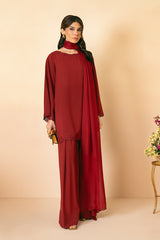 Clara Crimson Organza Dupatta